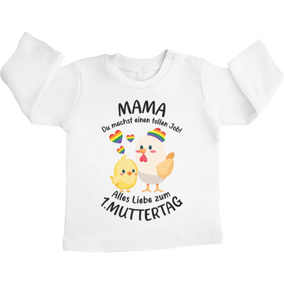 Mama Du Machst Einen Tollen Job - Süße Nachricht für LGBT Mama Unisex Baby Langarmshirt Gr. 66-93