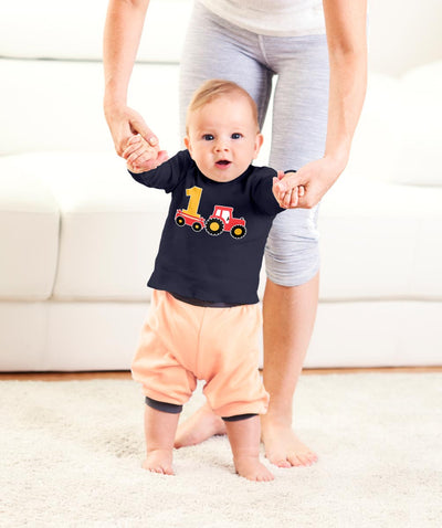 Geschenk 1. Geburtstag Junge mit Traktor Unisex Baby Langarmshirt Gr. 66-93