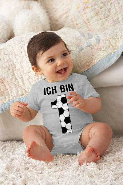 1 Geburtstag Junge Fußball Eins zum 1st Birthday Geschenk Baby Body Kurzarm-Body