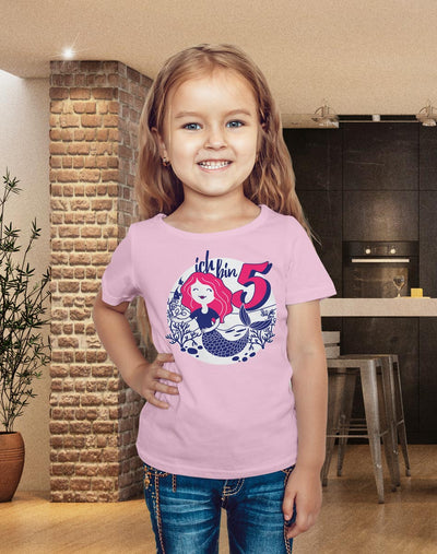 Ich bin 5 Meerjungfrau Korallen Geburtstag Mädchen T-Shirt