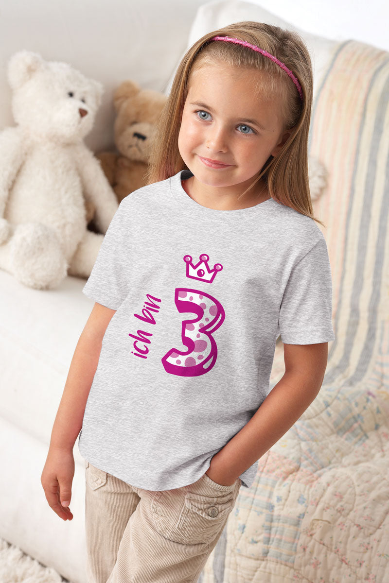 Shirtgeil Ich bin Drei Krone 3 Geburtstag Mädchen T-Shirt