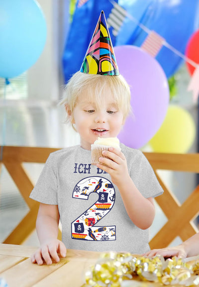 Ich Bin 2 Junge Pirat Geburtstag Kinder Jungen T-Shirt