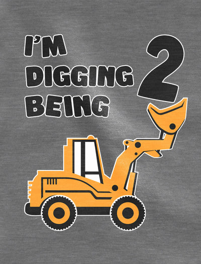 2. Geburtstag - Bagger Digging Being 2 Kinder Jungen T-Shirt