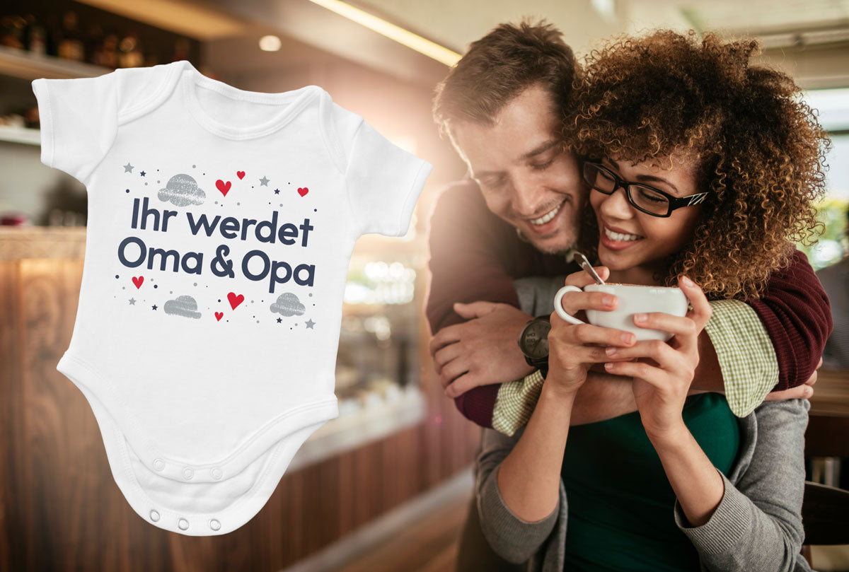 Ihr werdet Oma & Opa Schwangerschaft verkünden Baby Body Kurzarm-Body