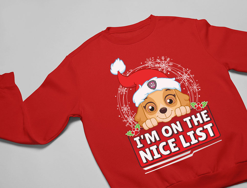 Paw Patrol Skye Ugly Christmas I'm On The Nice List Kinder Pullover Sweatshirt