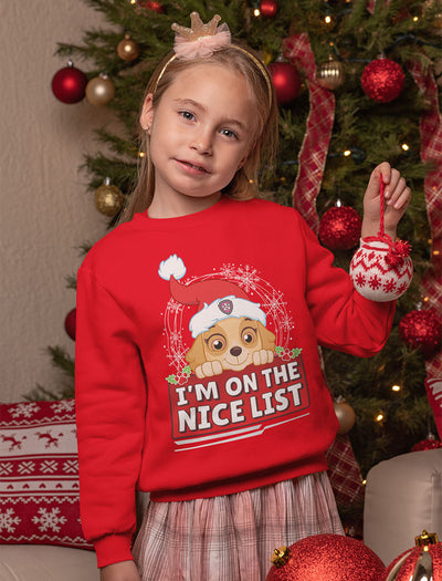 Paw Patrol Skye Ugly Christmas I'm On The Nice List Kinder Pullover Sweatshirt