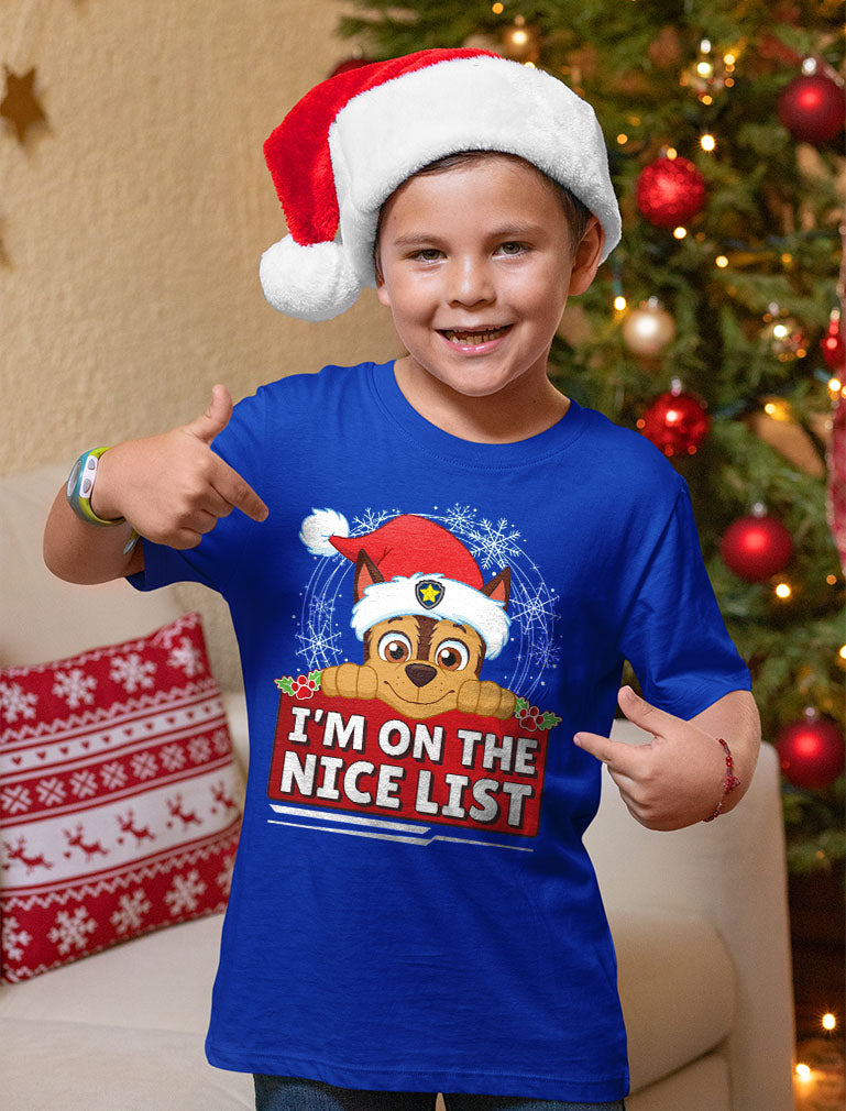 Paw Patrol Chase Ugly Christmas I'm On The Nice List Kinder Jungen T-Shirt