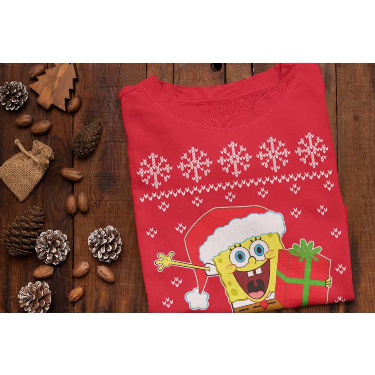 Ugly Christmas SpongeBob Nikolaus Weihnachtspullover Kinder Pullover Sweatshirt