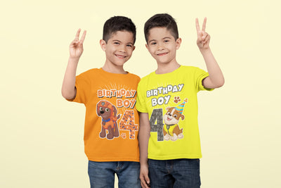 Geburtstagsshirt Geburtstag 4 Jahre Rubble Birthday Boy Paw Patrol Kinder Jungen T-Shirt