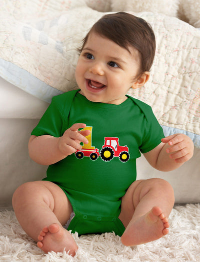 1 Jahr Geburtstag Junge Geschenk - Erster Traktor Bagger Baby Body Kurzarm-Body