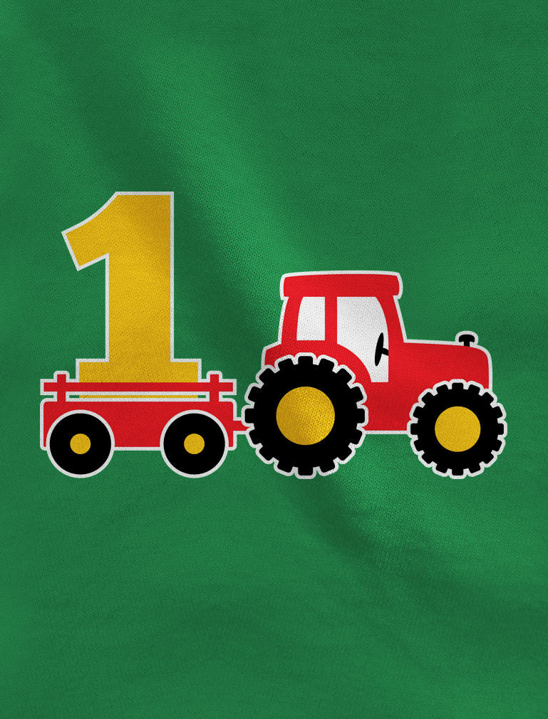 1 Jahr Geburtstag Junge Geschenk - Erster Traktor Bagger Baby Body Kurzarm-Body