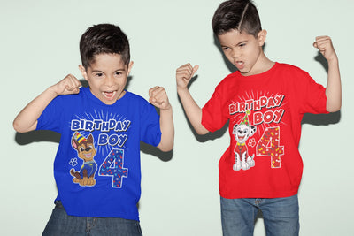 Geburtstag 4 Jahre Chase Birthday Boy Kinder Jungen T-Shirt