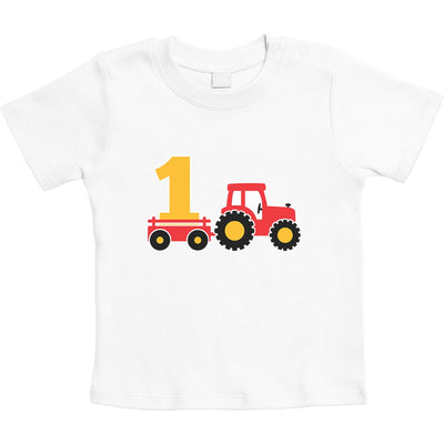 1 Jahr Geburtstag Junge Geschenk Traktor Bagger Unisex Baby T-Shirt Gr. 66-93