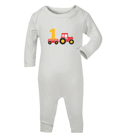Geschenk 1. Geburtstag Junge mit Traktor Baby Strampler Strampelanzug