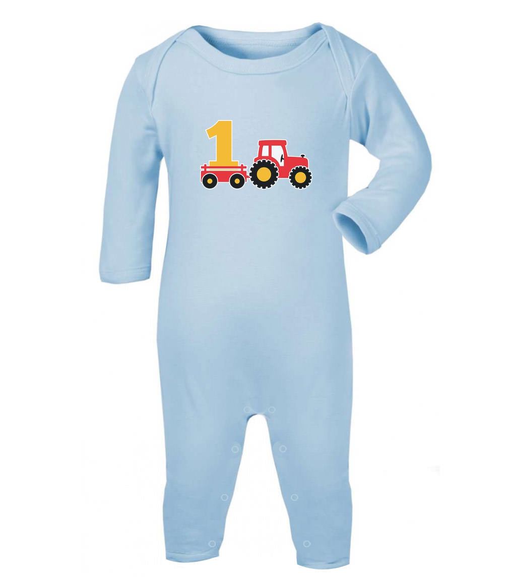 Geschenk 1. Geburtstag Junge mit Traktor Baby Strampler Strampelanzug