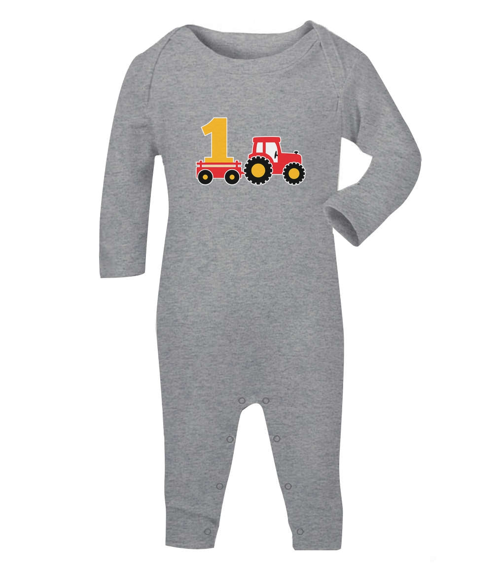 Geschenk 1. Geburtstag Junge mit Traktor Baby Strampler Strampelanzug