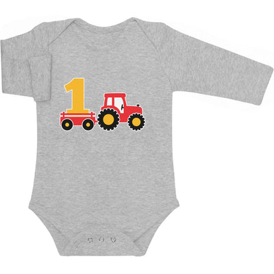 1 Jahr Geburtstag Junge Geschenk - Erster Traktor Bagger Baby Langarm Body