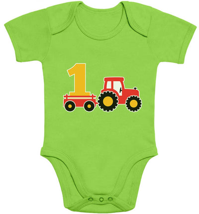 1 Jahr Geburtstag Junge Geschenk - Erster Traktor Bagger Baby Body Kurzarm-Body