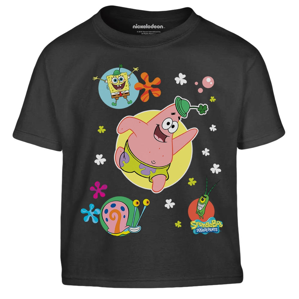 Spongebob Patrick Garry Plankton Shamrock St. Patricks Day Kinder Jungen T-Shirt
