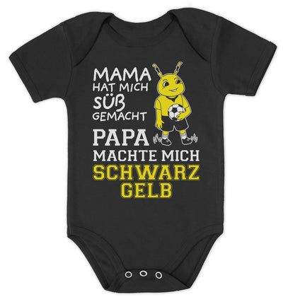 Mama hat mich süß gemacht Papa machte mich Schwarz Gelb Baby Body Kurzarm-Body