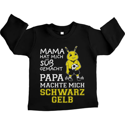 Fanartikel Papa machte mich Schwarz Gelb Unisex Baby Langarmshirt Gr. 66-93