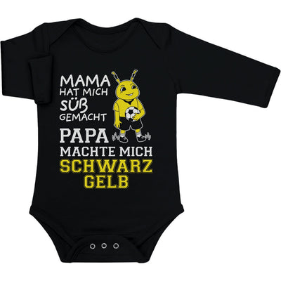 Mama hat mich süß gemacht Papa machte mich Schwarz Gelb Baby Langarm Body