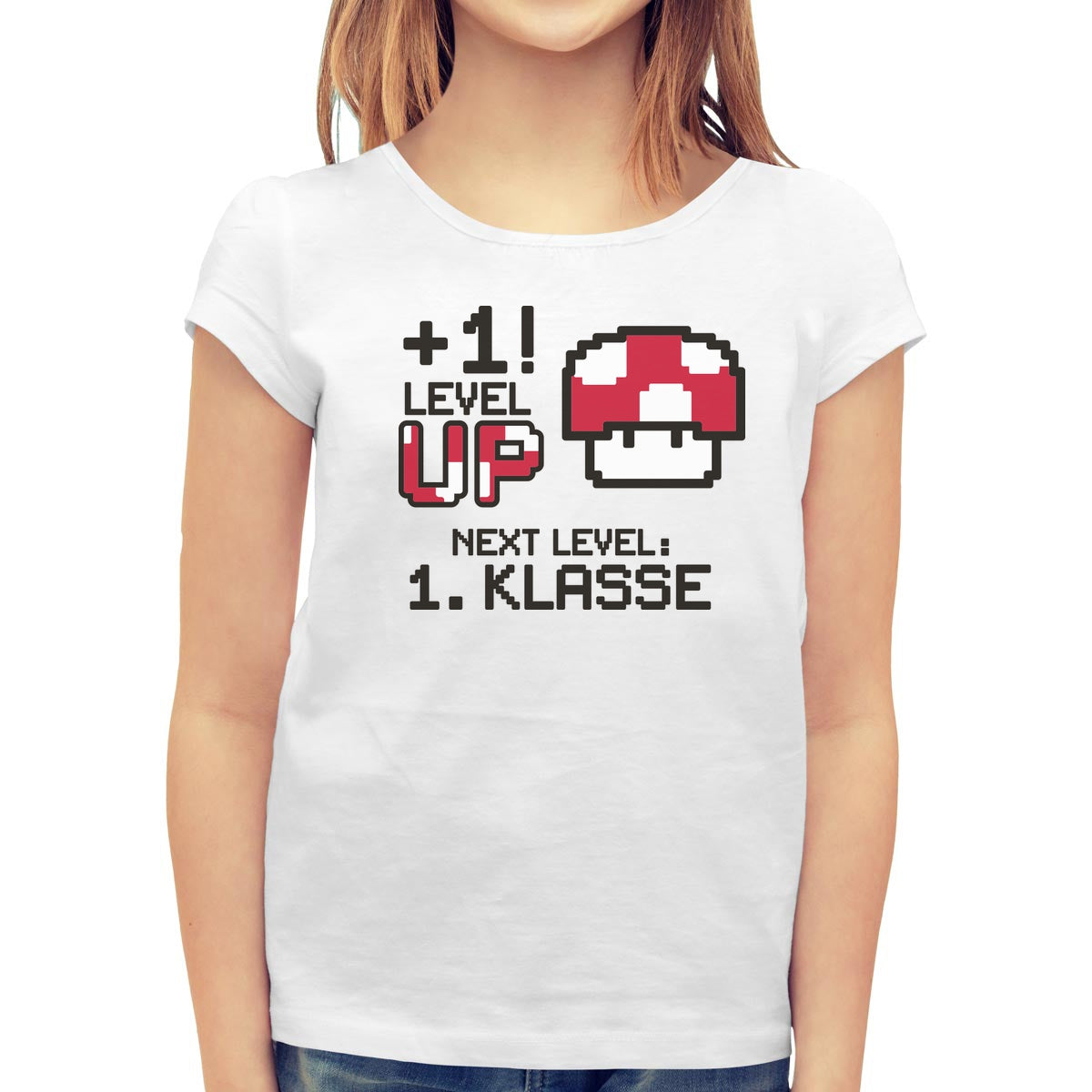 Zur Einschulung Plus1 - Level UP NEXT LEVEL 1. KLASSE Mädchen T-Shirt