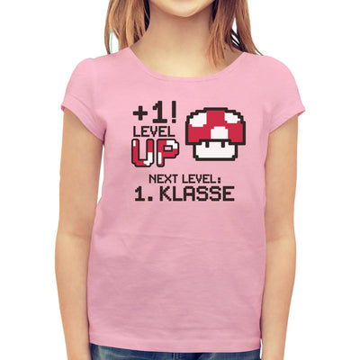 Zur Einschulung Plus1 - Level UP NEXT LEVEL 1. KLASSE Mädchen T-Shirt