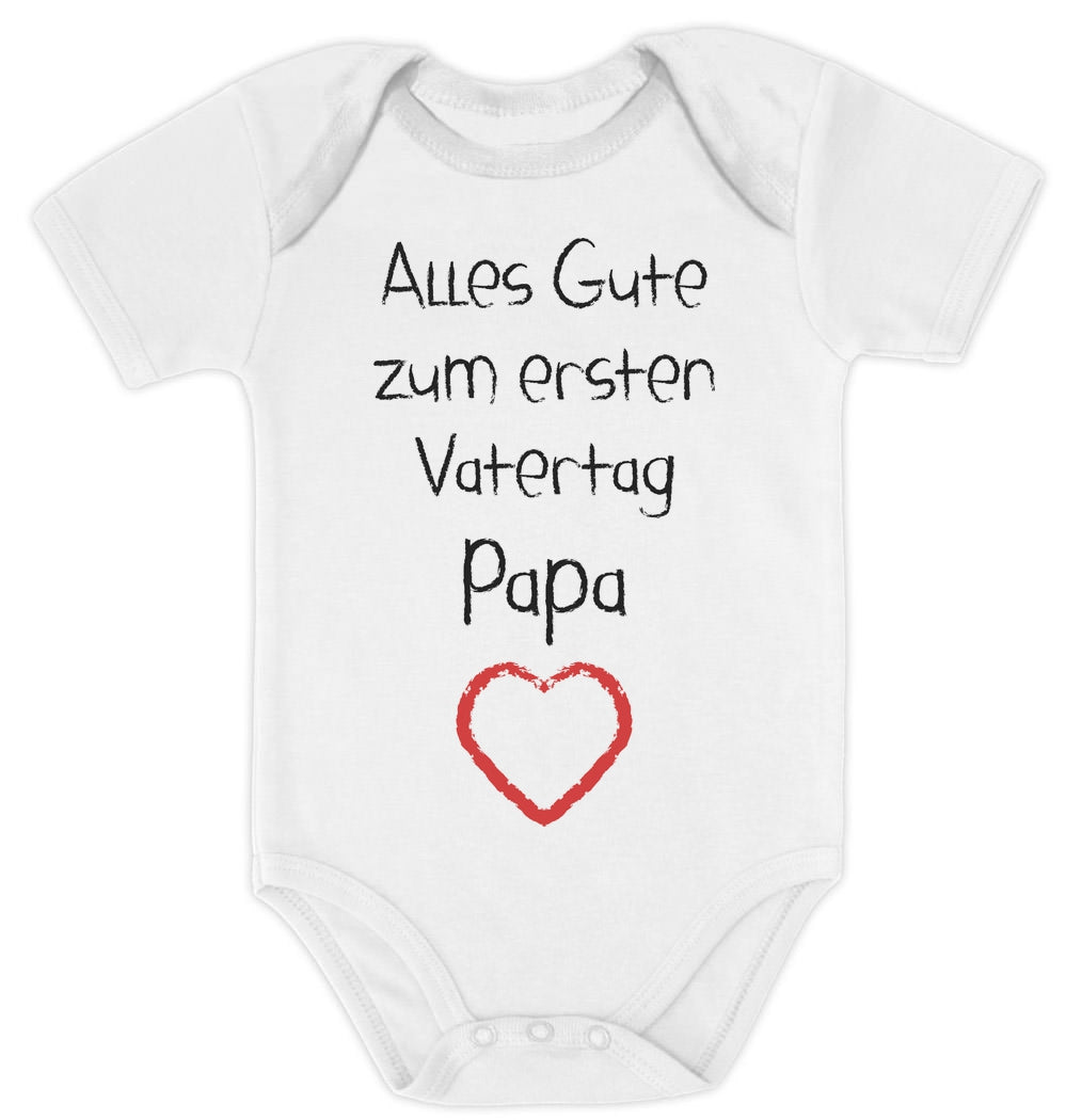 Alles Gute zum ersten Vatertag Papa Herz Baby Body Kurzarm-Body