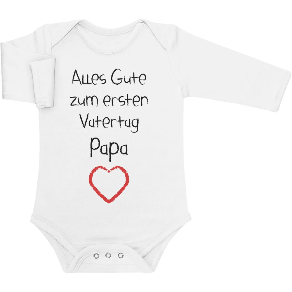 Alles Gute zum ersten Vatertag Papa Herz Baby Langarm Body