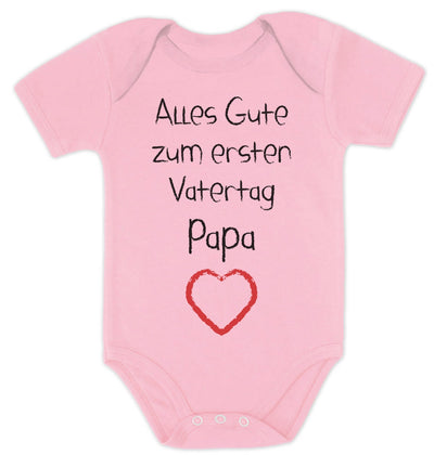 Alles Gute zum ersten Vatertag Papa Herz Baby Body Kurzarm-Body