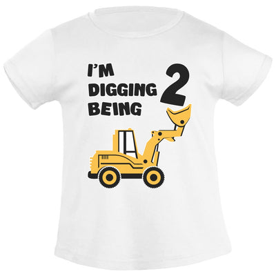 2. Geburtstag - Bagger Digging Being 2 Mädchen T-Shirt