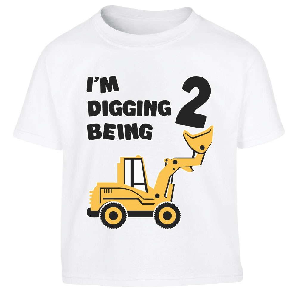 2. Geburtstag - Bagger Digging Being 2 Kinder Jungen T-Shirt