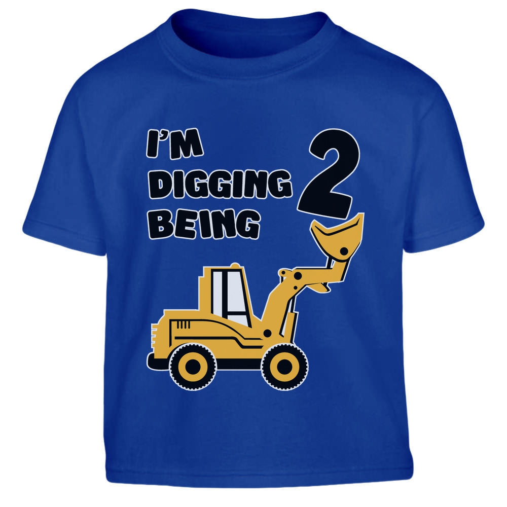 2. Geburtstag - Bagger Digging Being 2 Kinder Jungen T-Shirt