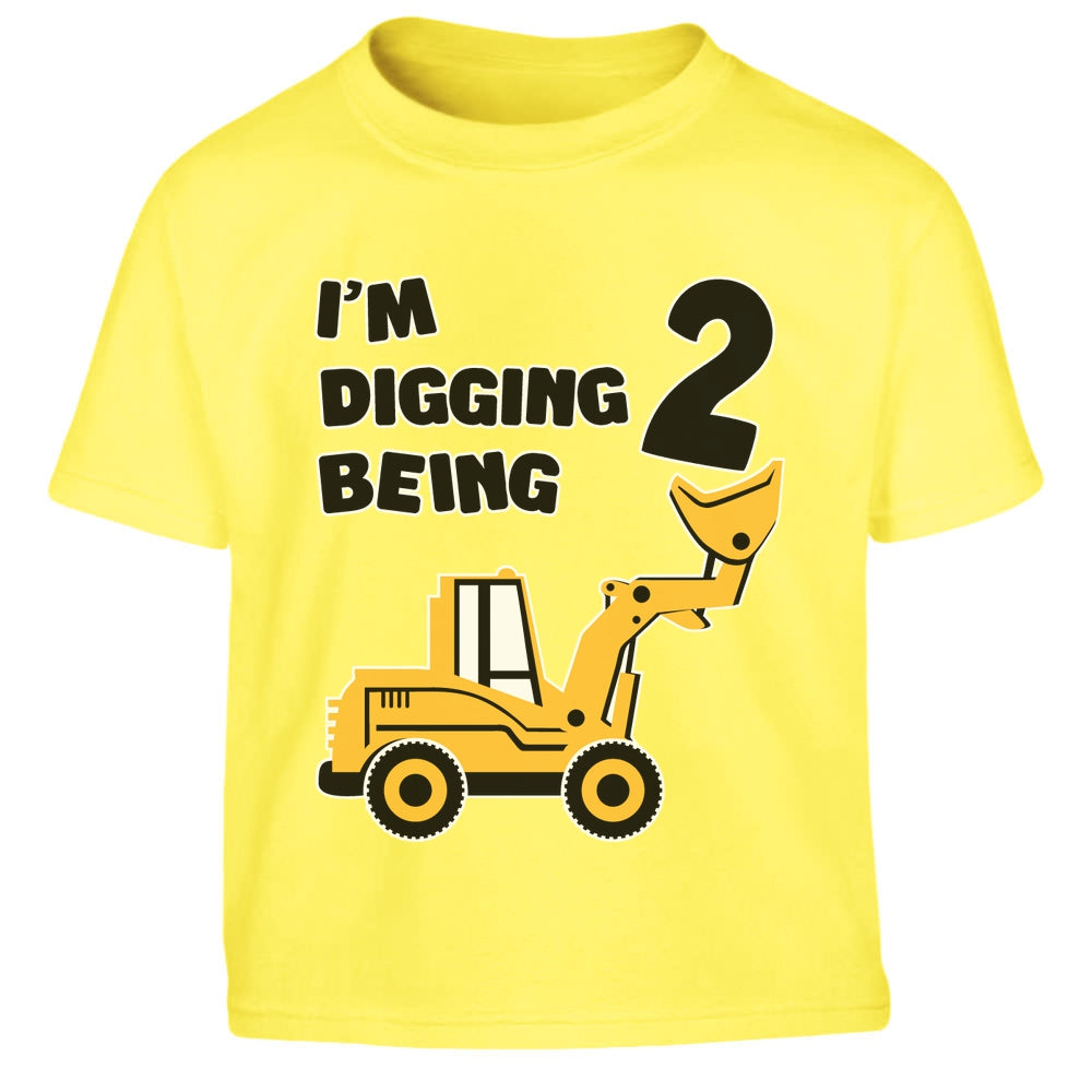 2. Geburtstag - Bagger Digging Being 2 Kinder Jungen T-Shirt