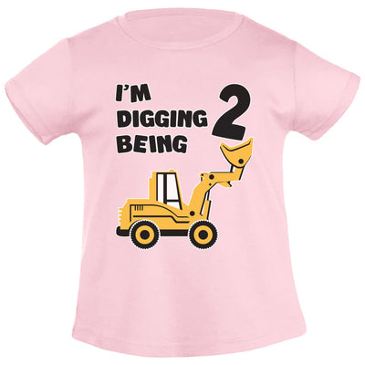 2. Geburtstag - Bagger Digging Being 2 Mädchen T-Shirt