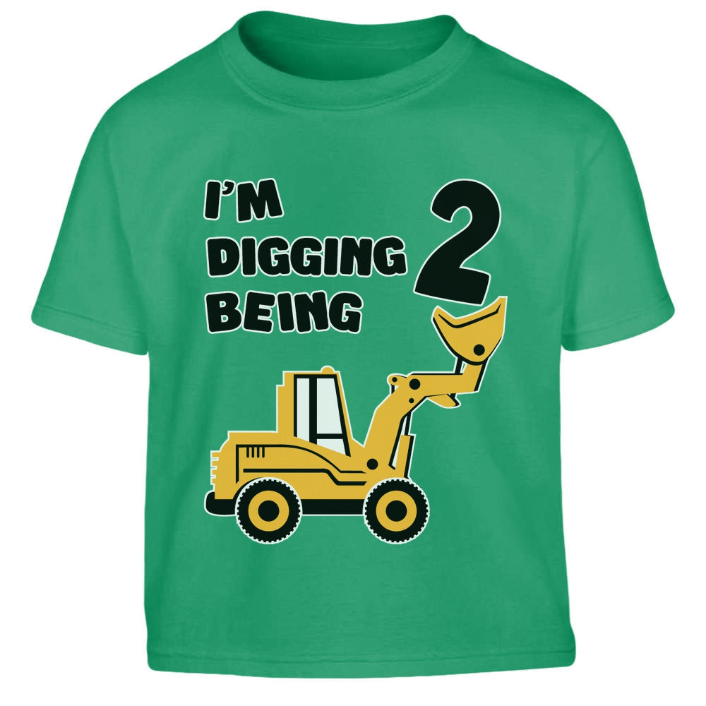 2. Geburtstag - Bagger Digging Being 2 Kinder Jungen T-Shirt