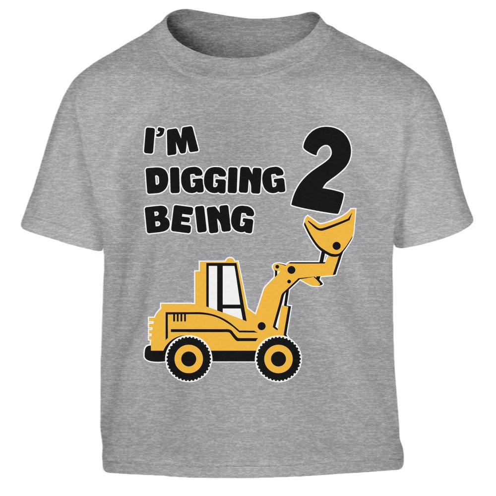 2. Geburtstag - Bagger Digging Being 2 Kinder Jungen T-Shirt