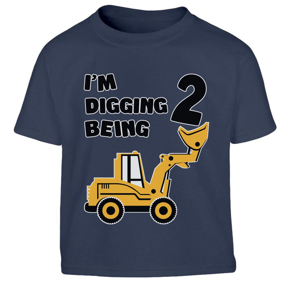 2. Geburtstag - Bagger Digging Being 2 Kinder Jungen T-Shirt