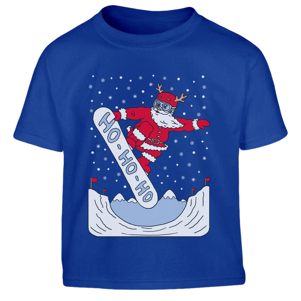 Weihnachten Santa auf Snowboard Ho Ho Ho Kinder Jungen T-Shirt