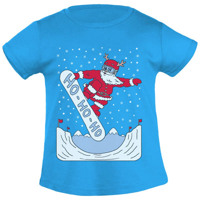 Weihnachten Santa auf Snowboard Ho Ho Ho Mädchen T-Shirt
