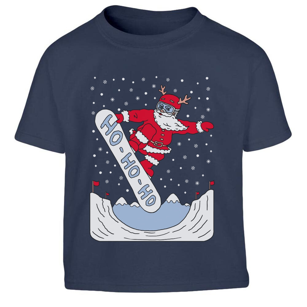 Weihnachten Santa auf Snowboard Ho Ho Ho Kinder Jungen T-Shirt