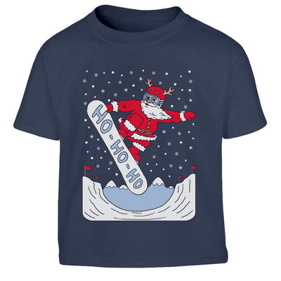 Weihnachten Santa auf Snowboard Ho Ho Ho Kinder Jungen T-Shirt