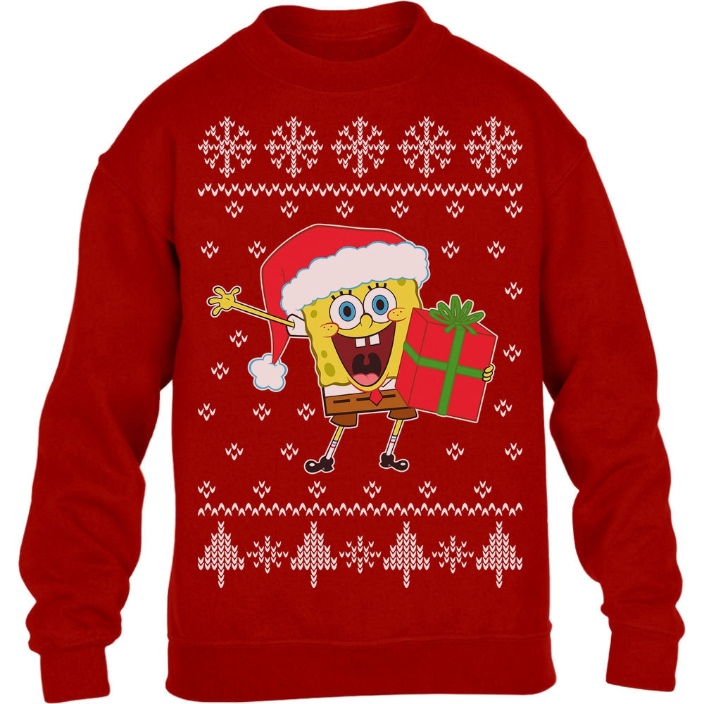 Ugly Christmas SpongeBob Nikolaus Weihnachtspullover Kinder Pullover Sweatshirt