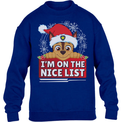 Paw Patrol Chase Ugly Christmas I'm On The Nice List Kinder Pullover Sweatshirt