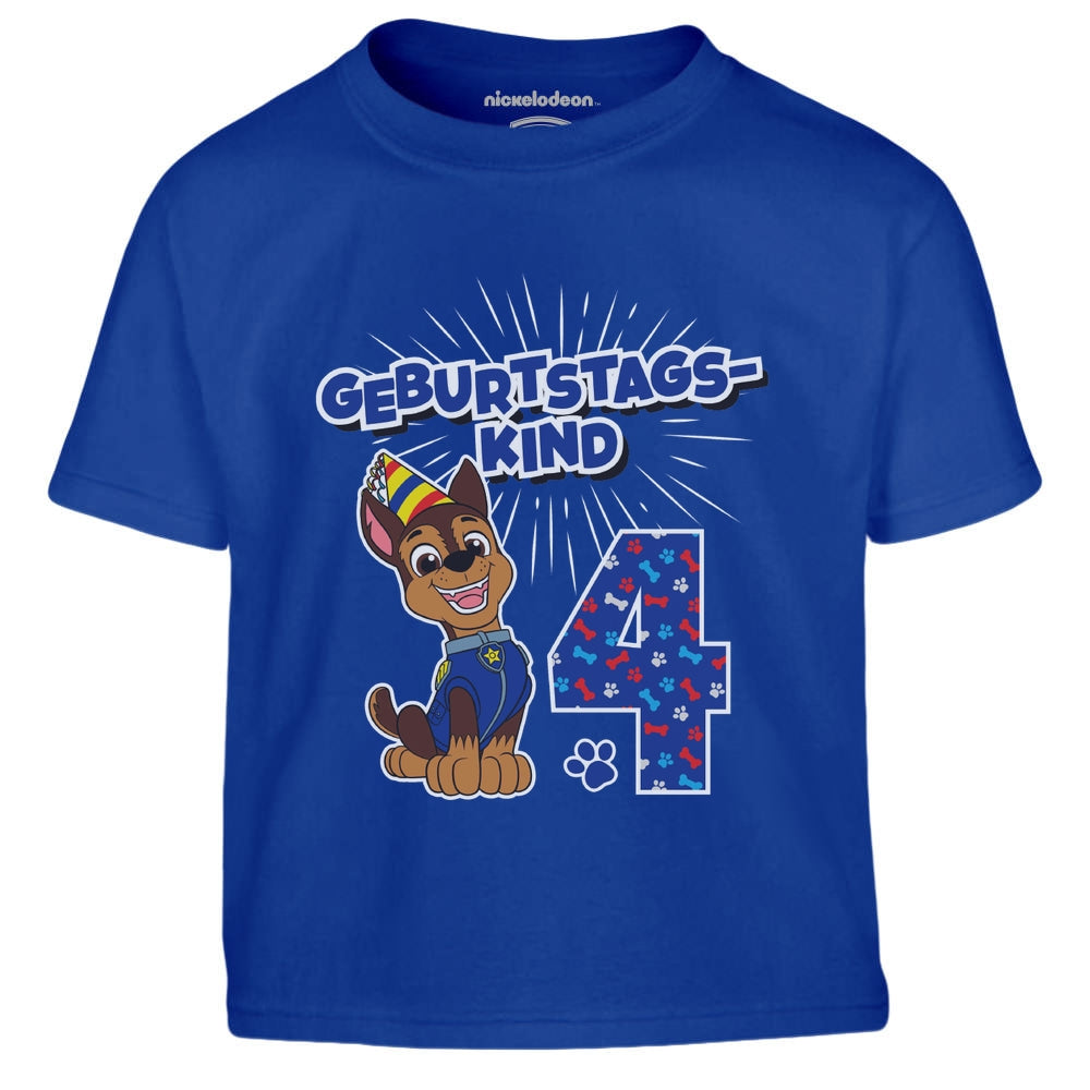 Geburtstagskind 4 Jahre Geburtstag Chase Geschenk Kinder Jungen T-Shirt