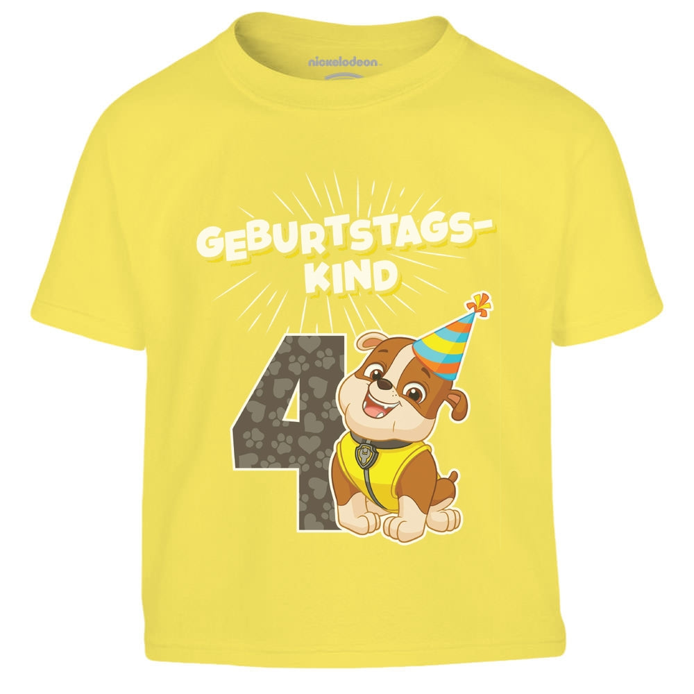 Geburtstagskind 4 Jahre Geburtstag Rubble Geschenk Kinder Jungen T-Shirt