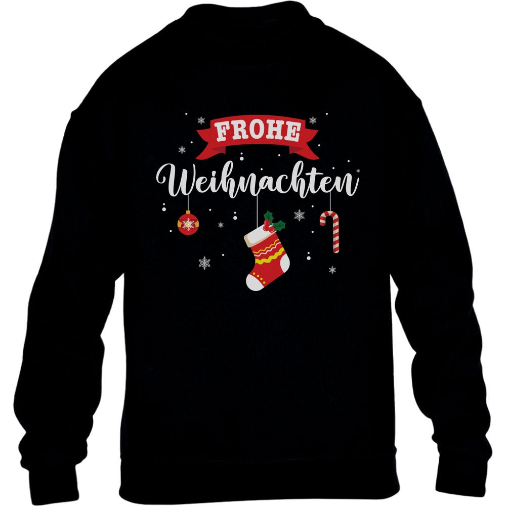 Frohe Weihnachten Weihnachtsstrumpf Ugly Christmas Kinder Pullover Sweatshirt
