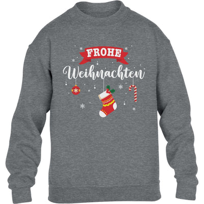 Frohe Weihnachten Weihnachtsstrumpf Ugly Christmas Kinder Pullover Sweatshirt