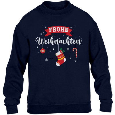 Frohe Weihnachten Weihnachtsstrumpf Ugly Christmas Kinder Pullover Sweatshirt